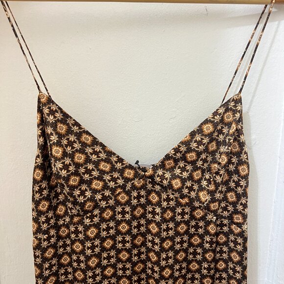 GORGEOUS Print Maxi Slip Dress - 70s 90s Retro Zara - NWT size S-M - Picture 6 of 8